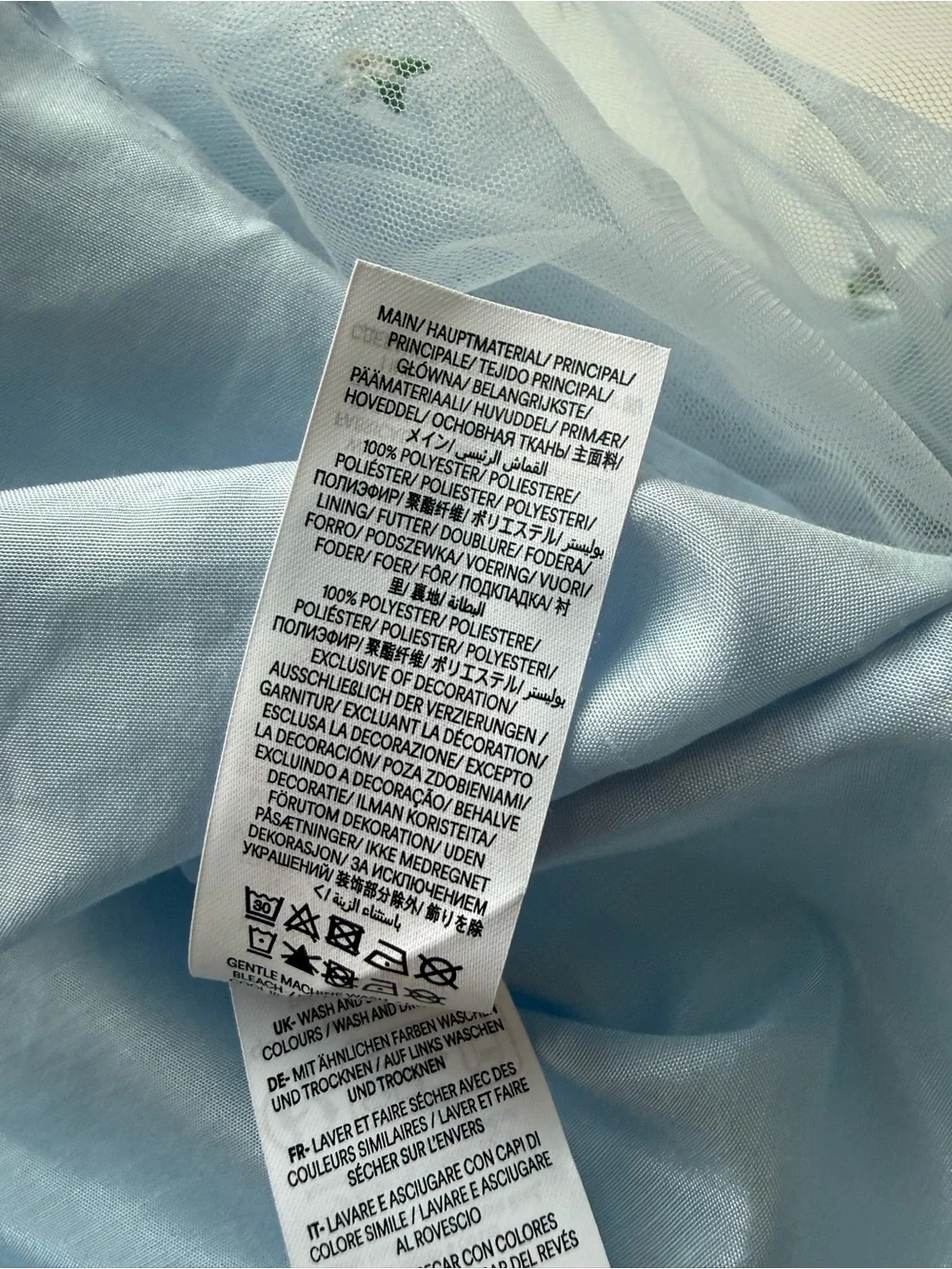 Mini Boden Back Bow Blue Tulle Dress with Embroidered Flowers size 8/9
